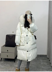 Down Jacket Women Waterproof Winter Long Puffer Jacket 2024 Real Raccoon Fur Hooded Duck Down Coat Female Rain Feather Parkas