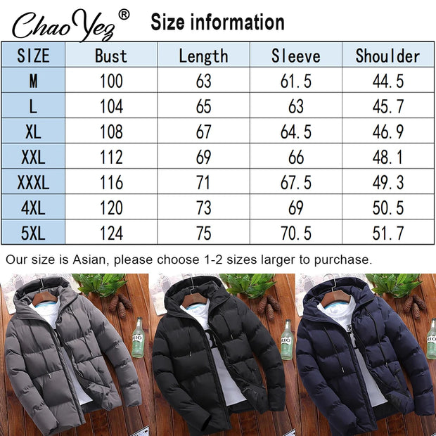 Custom Logo Winter Warm Thick Men Jacket Casual Parkas Hoodie Cotton DIY Zipper Warm Korean Style Fitness Fashion Mens Coat