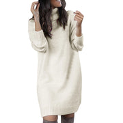 Casual Loose Fit Long Pullover Sweater Solid Color Women's Turtleneck Hooded Sweater Dress Autumn Winter Knitwear Jumpers 2024